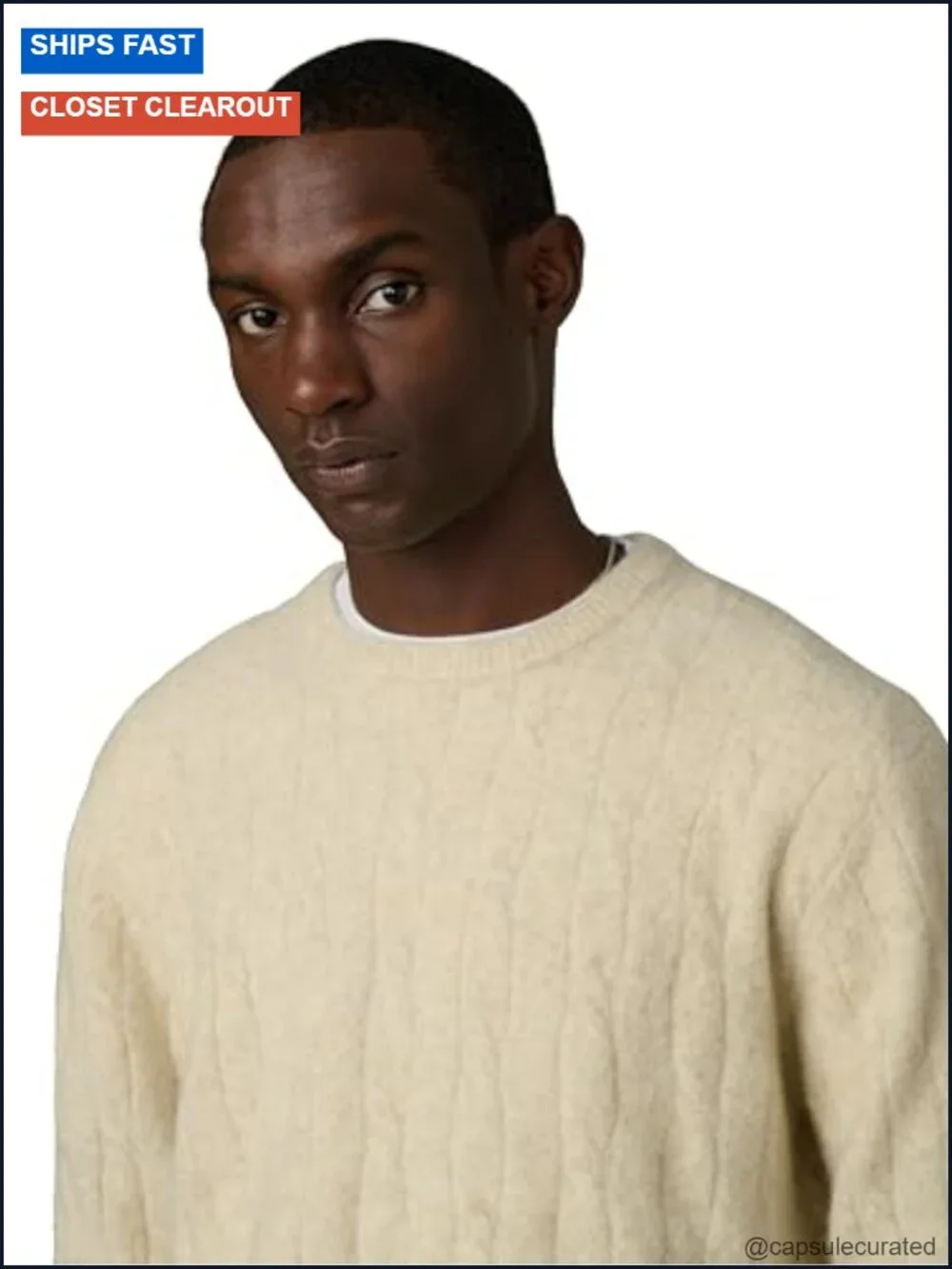 Alpaca Yak Blend Cable Knit Crew Neck Long Sleeve Sweater Pullover
